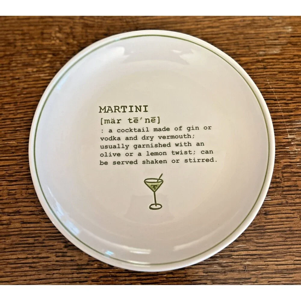POTTERY BARN Cocktails Defined Salad Appetizer Plates W/Cocktail Recipes BNIB